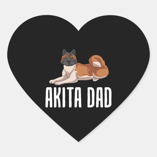 Akita Dad Heart Sticker (Front)
