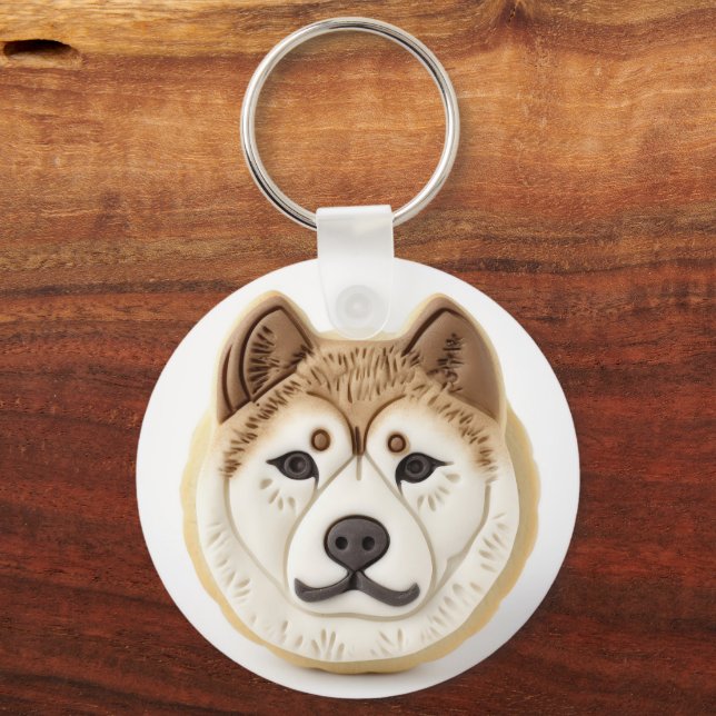 Akita Dog 3D Inspired Key Ring (Front)