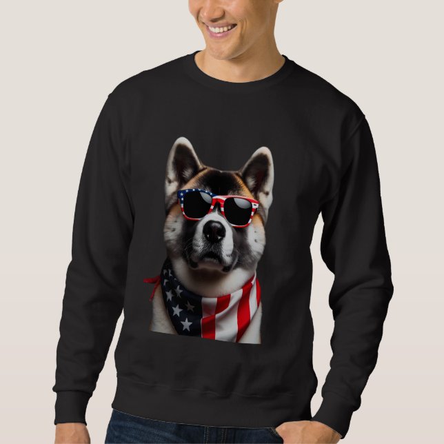 Akita Dog 4th Of July American Incependence Day Ow Sweatshirt (Front)