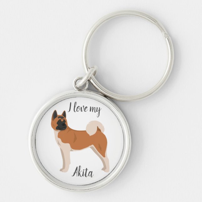 Akita Dog. American Akita dog Key Ring (Front)