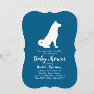 Akita Dog Baby Shower Boy Blue Invitation