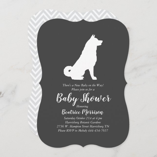 Akita Dog Baby Shower Gender Neutral Invitation (Front/Back)
