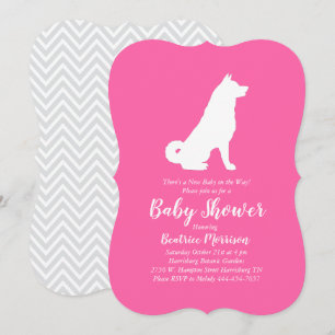 Akita Dog Baby Shower Girl Pink Invitation