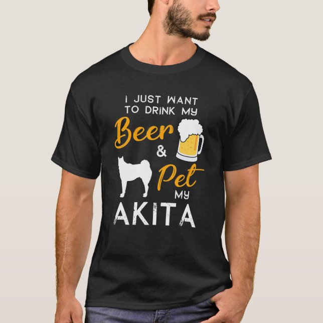 Akita Dog Beer Lover Owner Christmas Birthday Gift T-Shirt (Front)