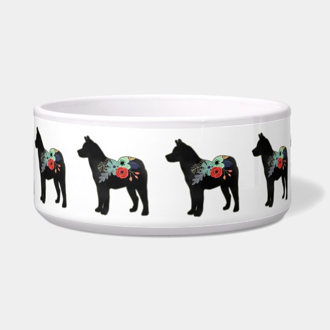 Akita Dog Breed Boho Floral Silhouette (Front)