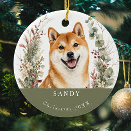 Akita Dog Breed Watercolor Christmas Ceramic Tree Decoration