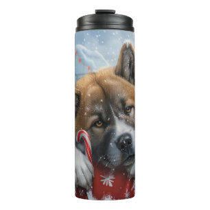 Akita Dog Christmas Festive Thermal Tumbler