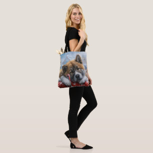 Akita Dog Christmas Festive Tote Bag