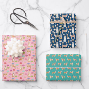 Akita Dog Coffee and Doughnuts Wrapping Paper Sheet