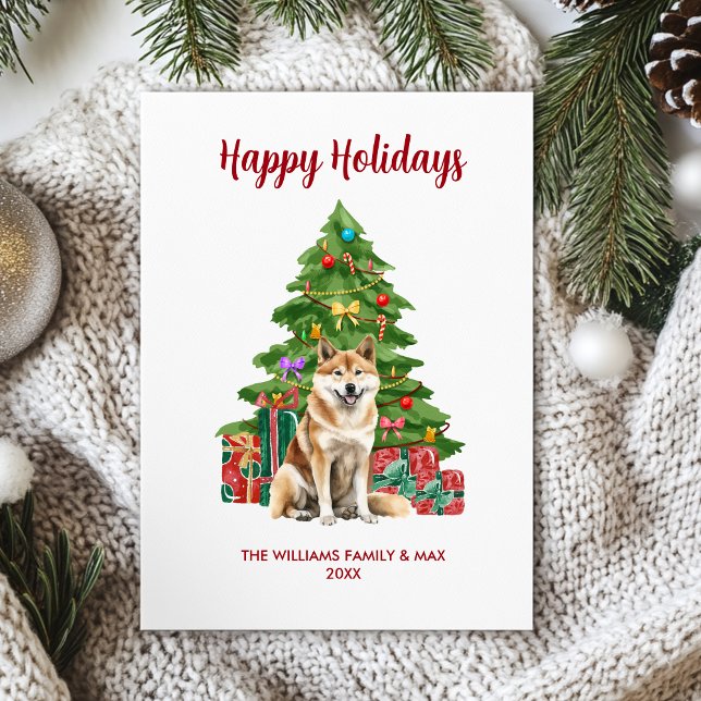 Akita Dog Family Christmas Holiday Card (Creator Uploaded)