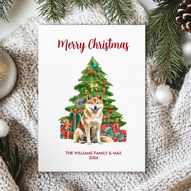 Akita Dog Family Christmas Holiday Card (Creator Uploaded)