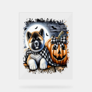 Akita Dog Halloween Square Acrylic Sign