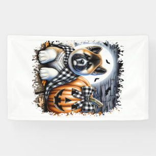 Akita Dog Halloween Square Banner
