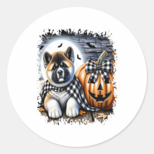 Akita Dog Halloween Square Classic Round Sticker