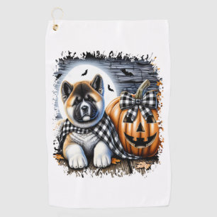 Akita Dog Halloween Square Golf Towel