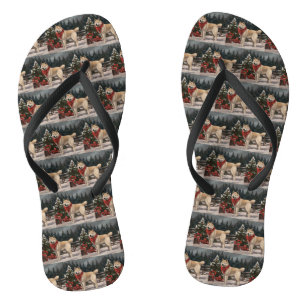 Akita Dog in Snow Christmas Jandals