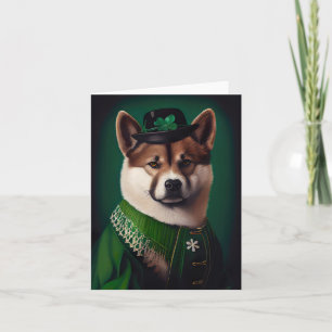 akita dog in St. Patrick's Day Dress Card
