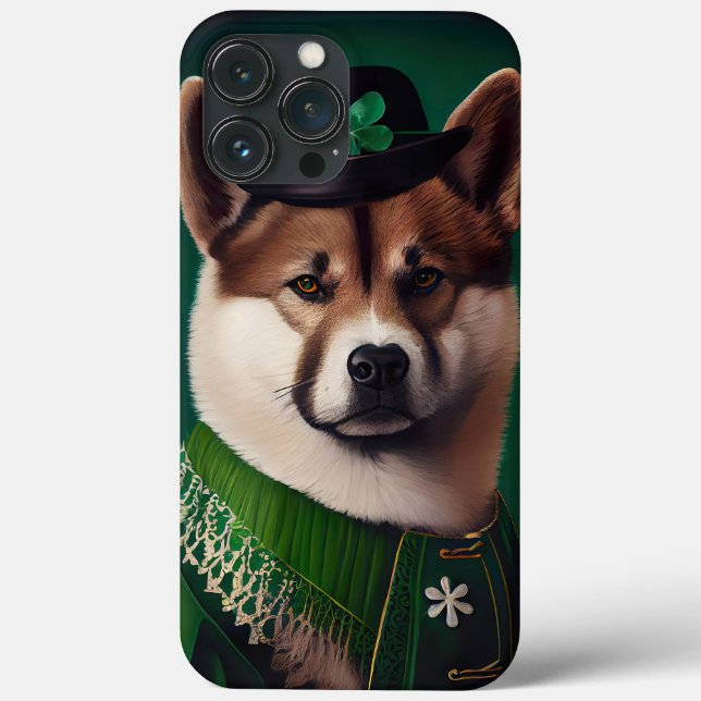 akita dog in St. Patrick's Day Dress Case-Mate iPhone Case (Back)