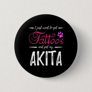 Akita Dog Lover Tattoo Funny Dog Mum Gift Idea 6 Cm Round Badge