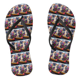 Akita Dog on a Paddle: A Scenic Adventure Jandals