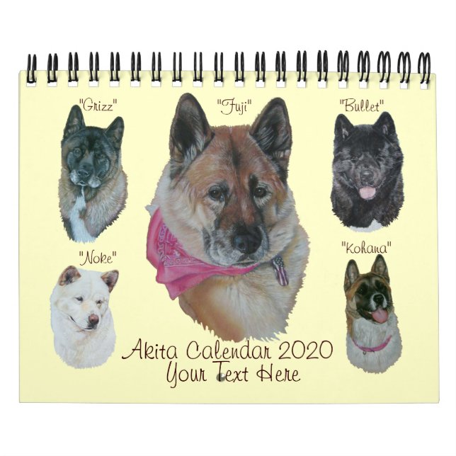 akita dog portrait art japanese american art 2020 calendar (Cover)