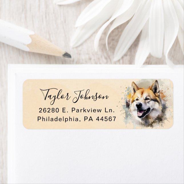 Akita Dog Return Address Label (Insitu)