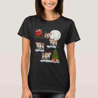 Akita Dog Santa Sleigh Flying Funny Magical Christ T-Shirt