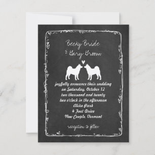Akita Dog Silhouettes Wedding Invitation