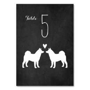 Akita Dog Silhouettes Wedding Reception Table Number