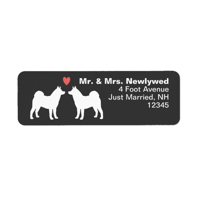 Akita Dog Silhouettes with Heart Return Address (Front)