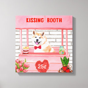 Akita Dog Valentine's Day Kissing Booth Canvas Print