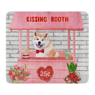 Akita Dog Valentine's Day Kissing Booth Cutting Board