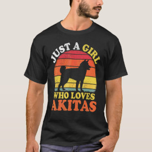 Akita Dog Vintage Just A Girl Who Loves Akitas T-Shirt