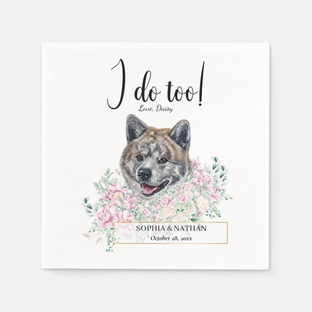 Akita Dog Wedding Cocktail Napkins (Front)
