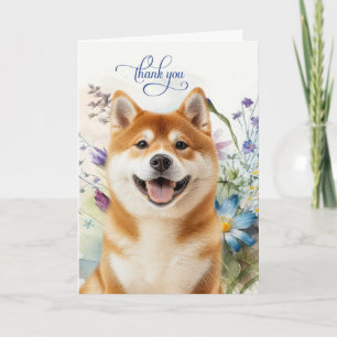Akita Dog Wildflower Garden Blank Thank You Card