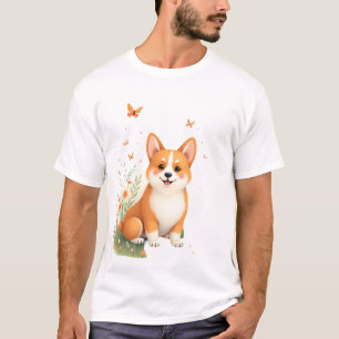 Akita Dog with Flower and Butterfly T Shirt