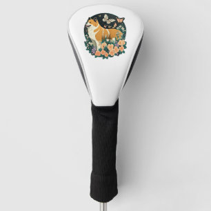 Akita Dog with Flower and Butterfly T Shirt Golf Head Cover
