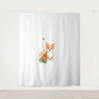 Akita Dog with Flower and Butterfly T Shirt Tapestry