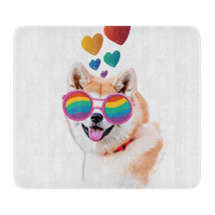 Akita Dog with Hearts Valentine's Day  Cutting Board
