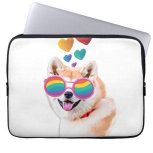 Akita Dog with Hearts Valentine's Day  Laptop Sleeve