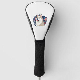 Akita dog with independence day theme golf head cover