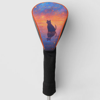 Akita dog with starry sky and water 003 golf head cover