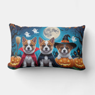 Akita Dogs Pumpkin Halloween Funny Lumbar Cushion