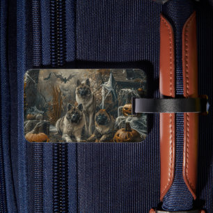 Akita Halloween Night Doggy Delight Luggage Tag