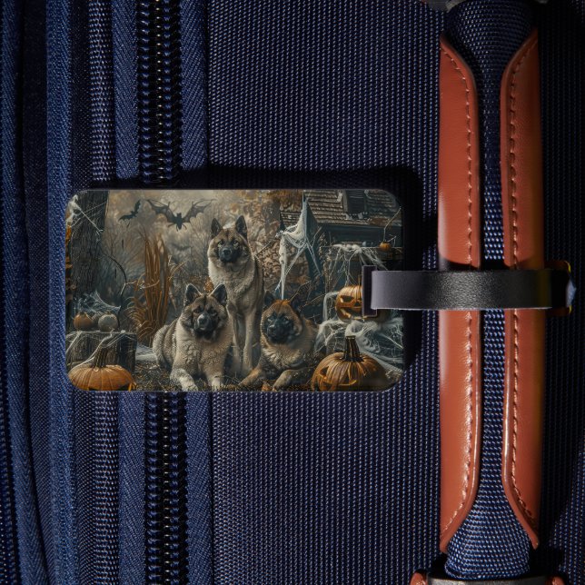 Akita Halloween Night Doggy Delight  Luggage Tag (Back Insitu 2)
