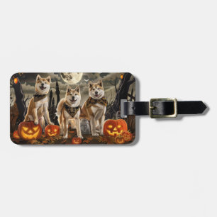Akita Halloween Spooky Luggage Tag