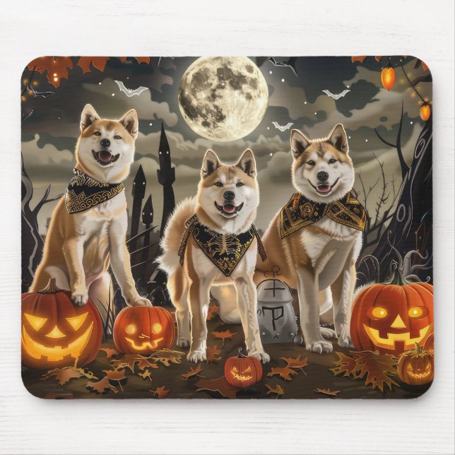 Akita Halloween Spooky Mouse Pad (Front)