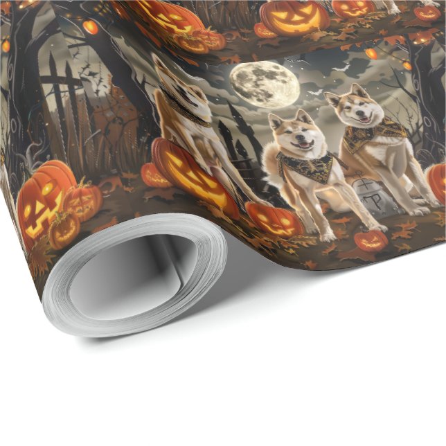 Akita Halloween Spooky Wrapping Paper (Roll Corner)