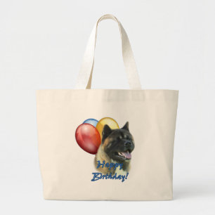 Akita Happy Birthday Balloons Large Tote Bag