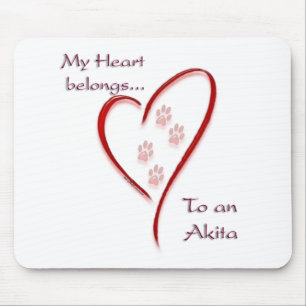 Akita Heart Belongs Mouse Pad